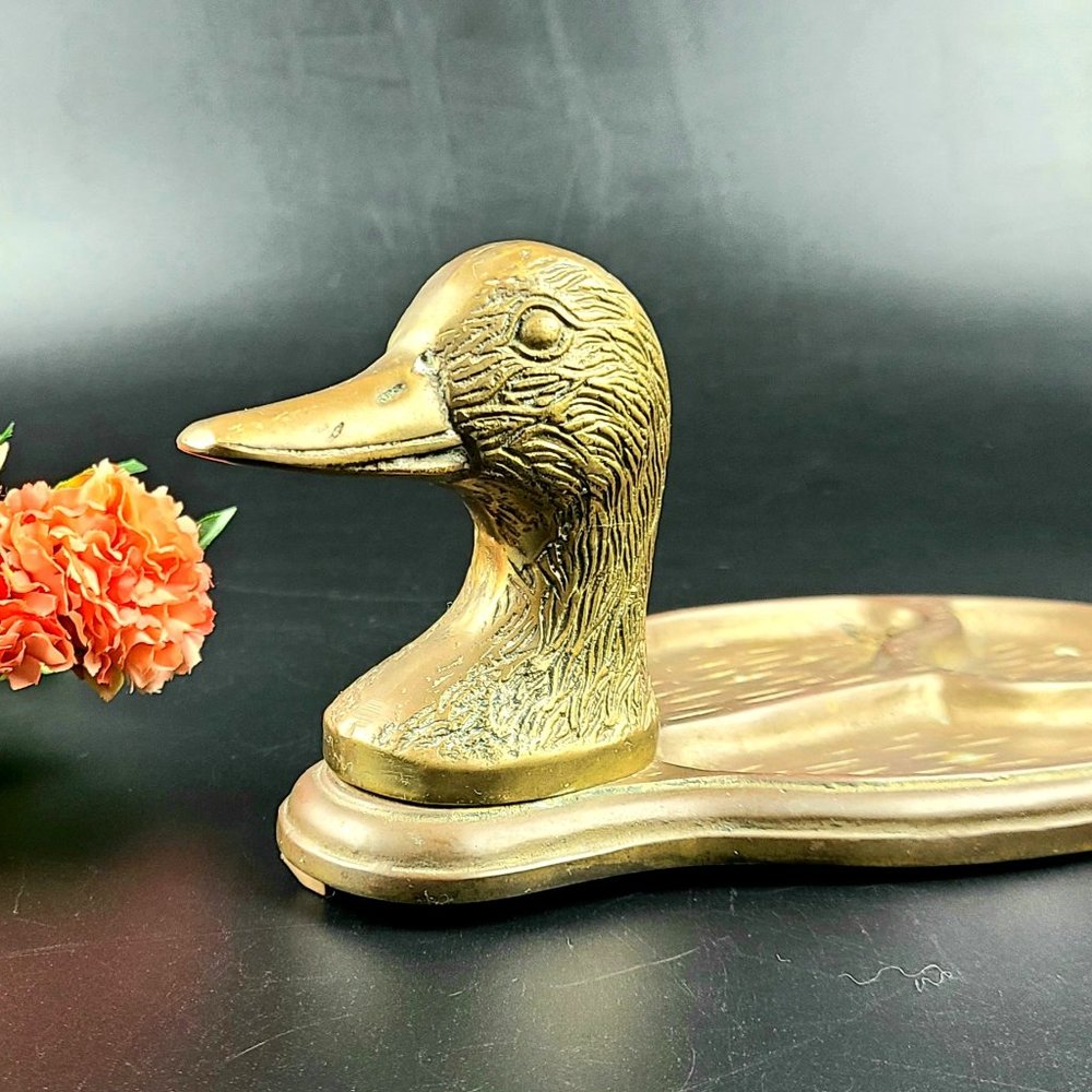 Vintage- Duck Shaped Divided Tray - Made in Taiwan - Solid Brass